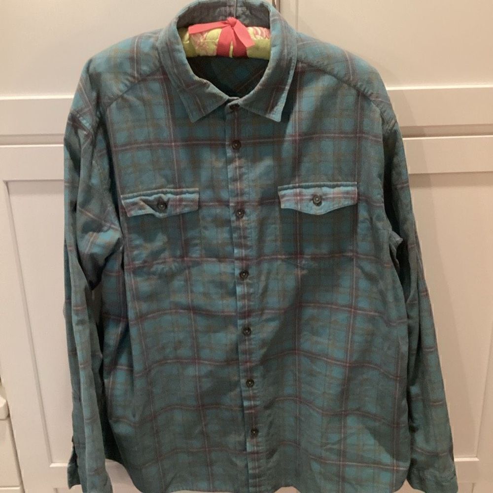 Carbon2colbalt Corduroy Button Down Shirt Sz L Long Sleeve Blue